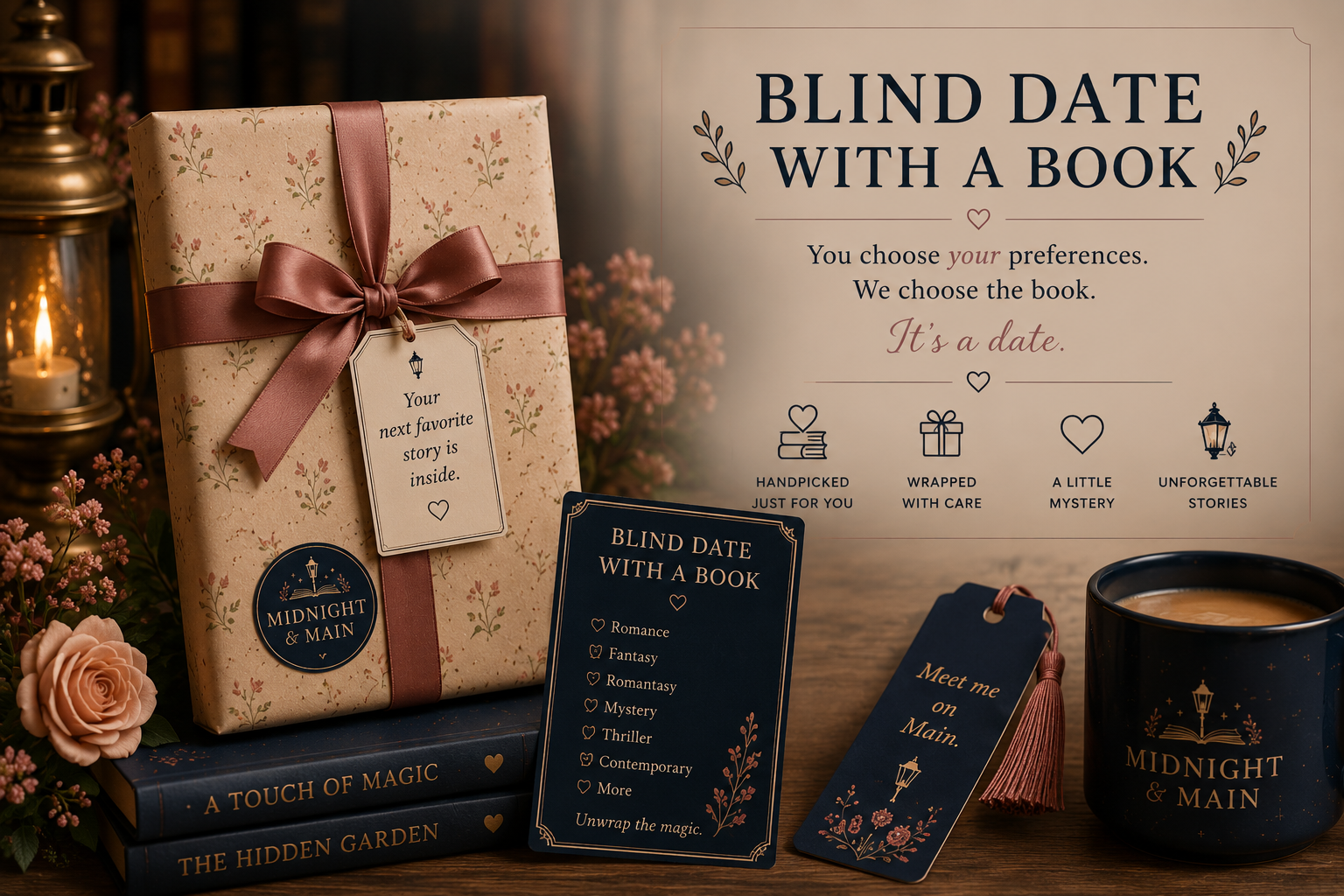 Wrapped Blind Date with a Book package with ribbon